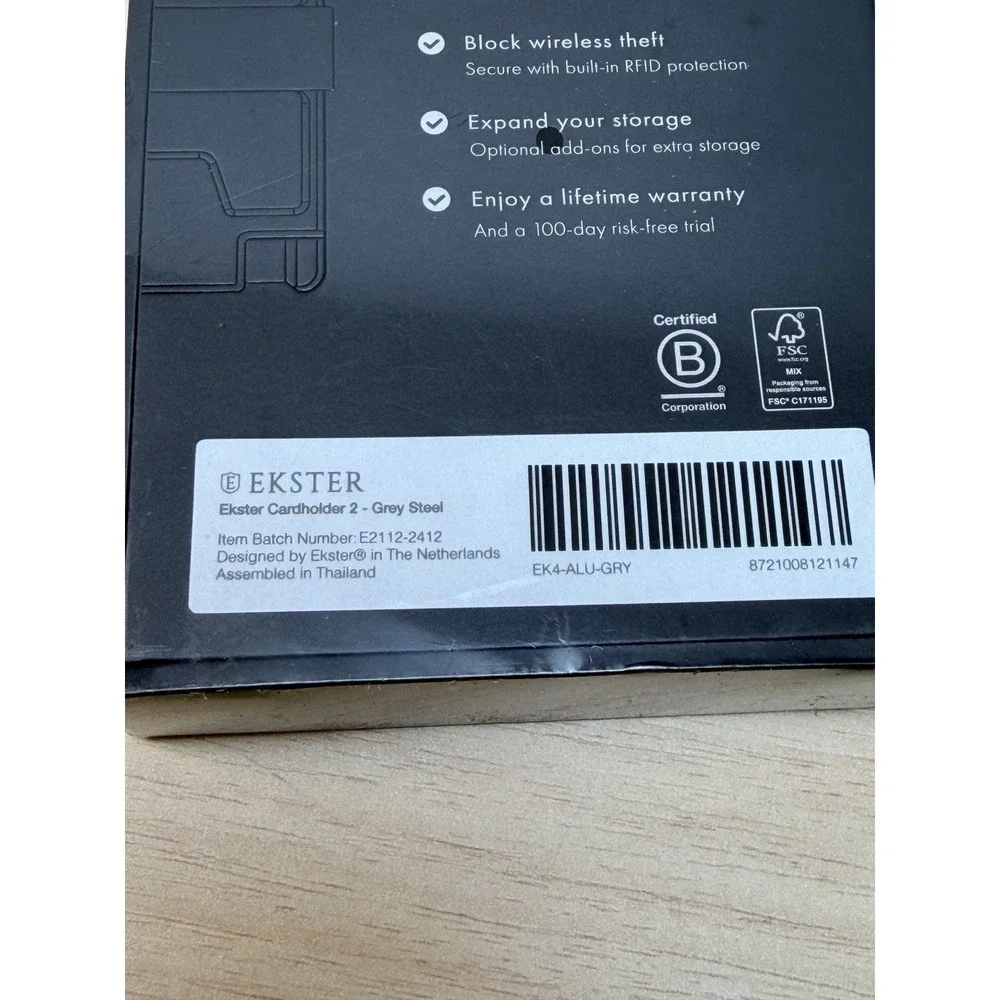 EKSTER EK4-ALU-GRY CARDHOLDER 2-GREY STEEL RFID BLOCKING Sealed